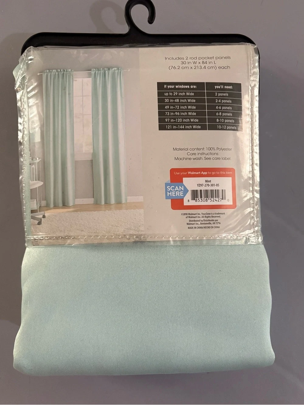 Mint Polyester Rod Pocket Curtain Panel Pair - Soft Light Green Window Drapes